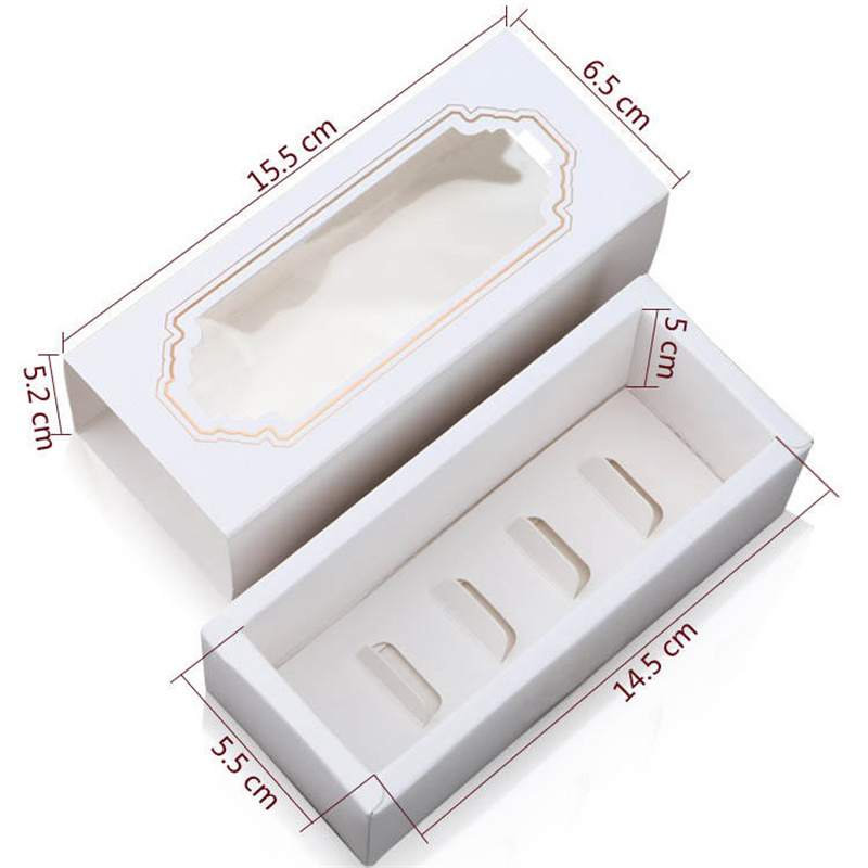 Custom Cutie White Card Paper Macaron Drawer Boxes Paper Gift Boxes para sa Cake Shop (5)