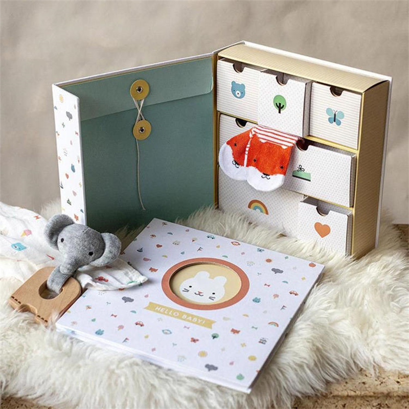 Custom Lage Prijs Papier Baby Milestone Gift Set Aandenken Opbergdoos Memory ( (5)