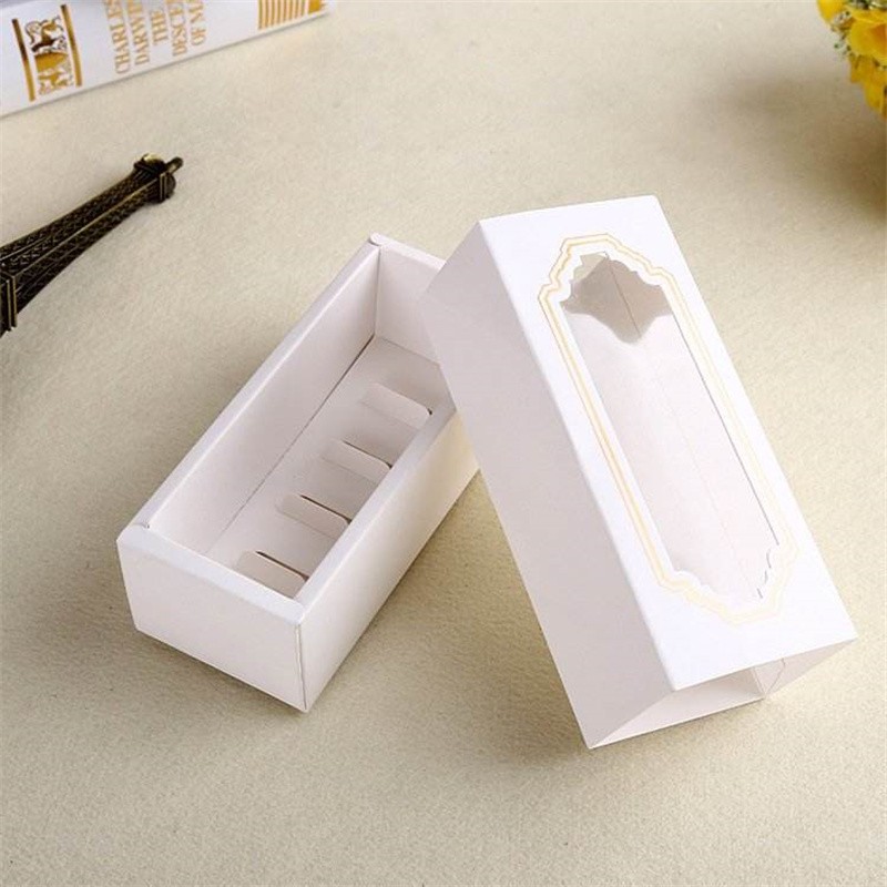 Custom Cutie White Card Paper Macaron Drawer Boxes Paper Gift Boxes for Cake Shop (4)